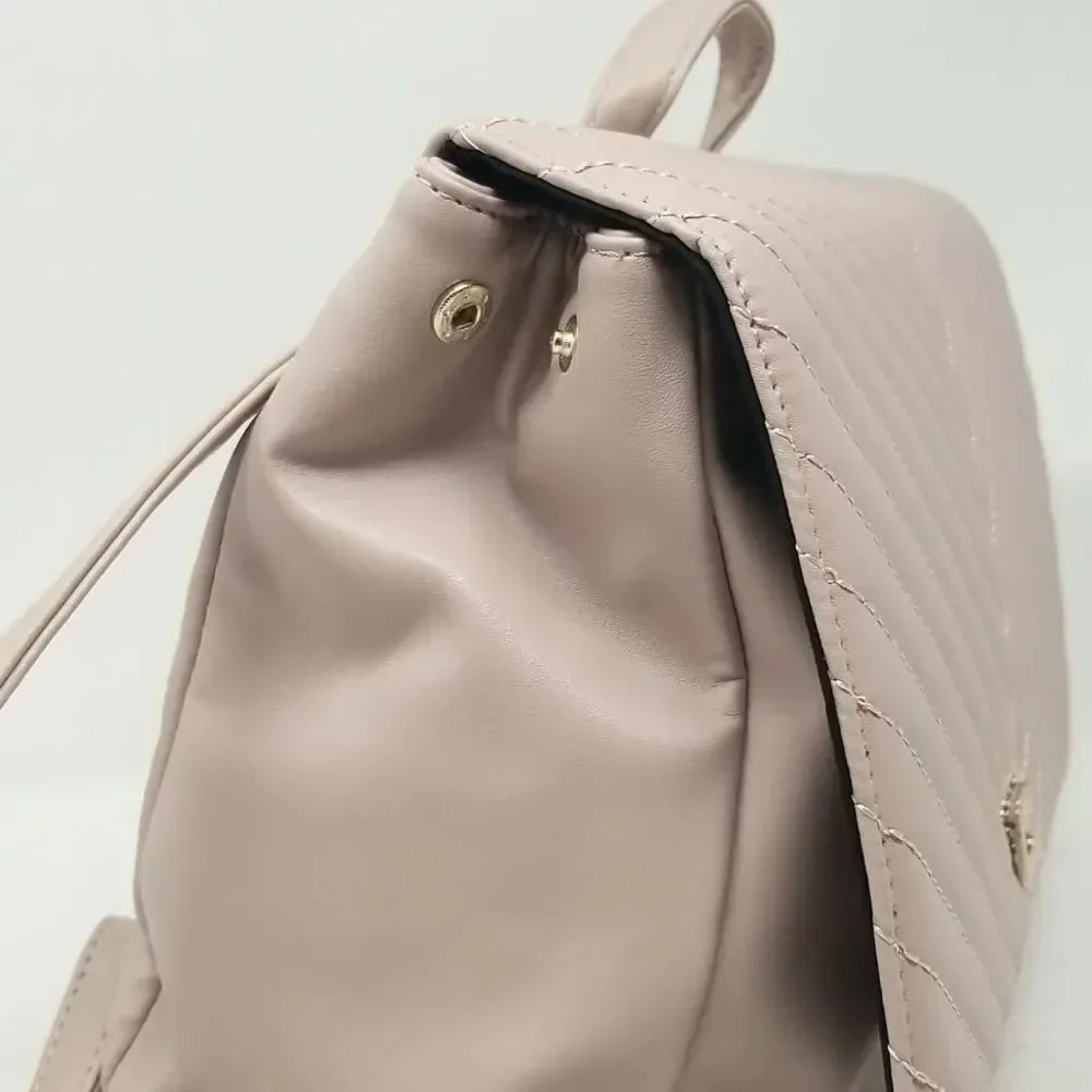 Blush Pink Square Quilted Convertible Backpack Purse